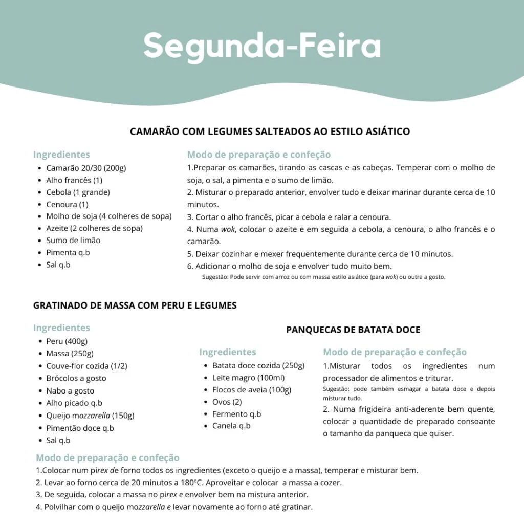 Ementa semanal saudável 2