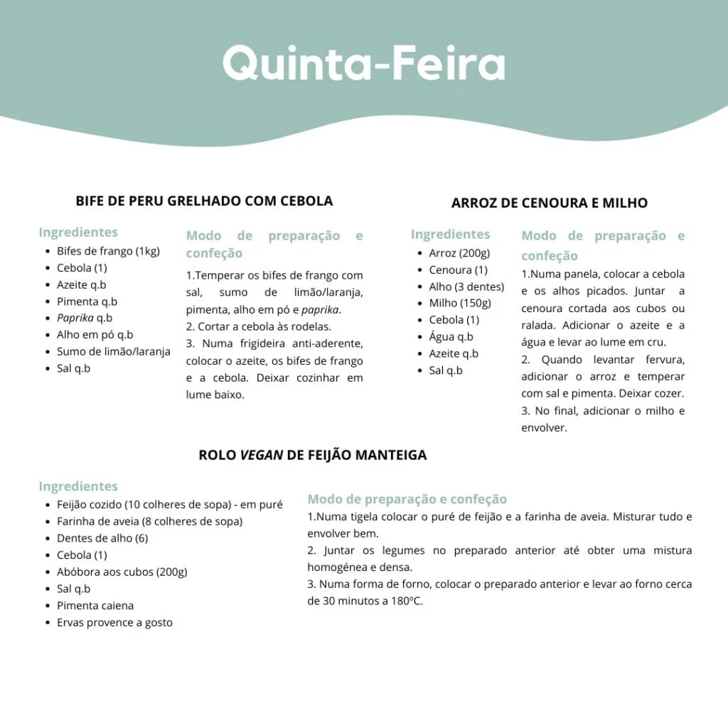 Ementa semanal saudável 5