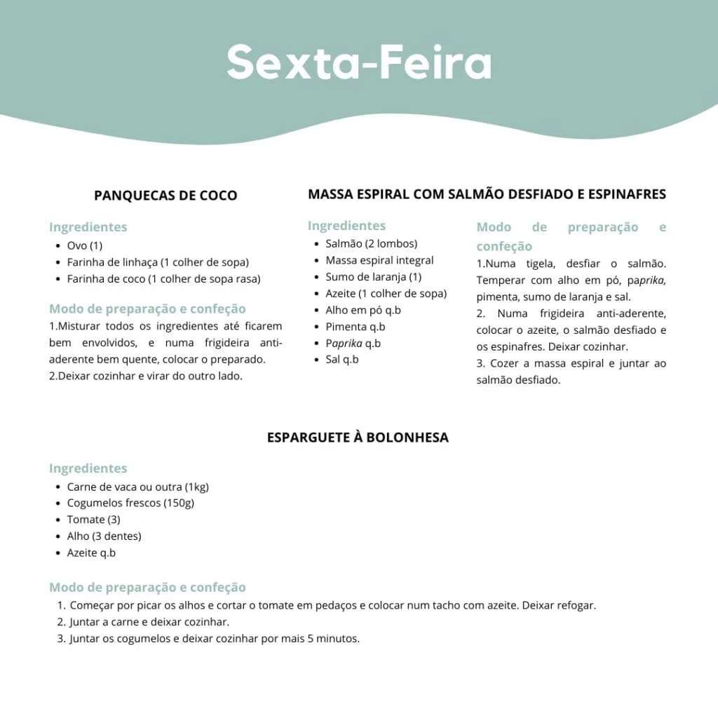 Ementa semanal saudável 6