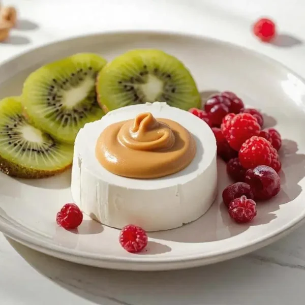 Agora coloca uma c. sobremesa de manteiga de amendoim no queijo